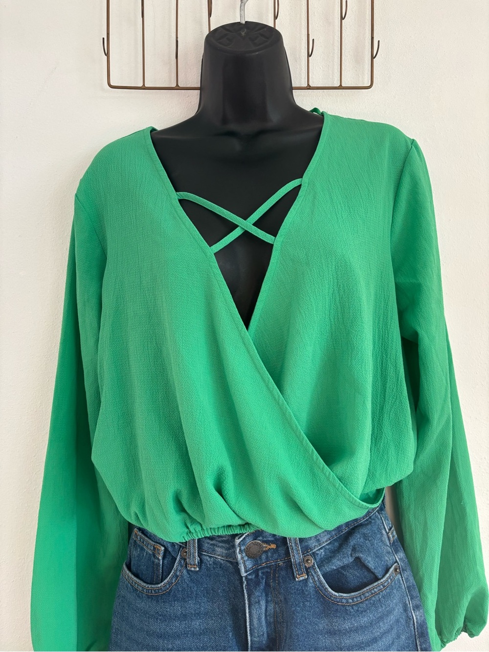 love J Green Wrap-Front Crisscross Blouse